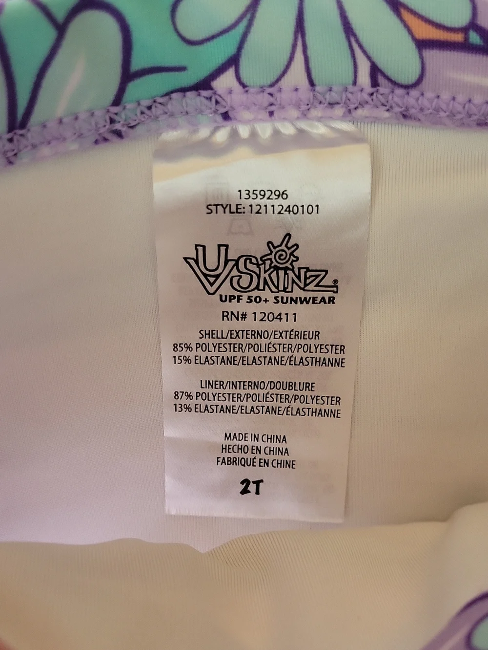 UV Skinz Two Piece Swimwear Set Sz 2T